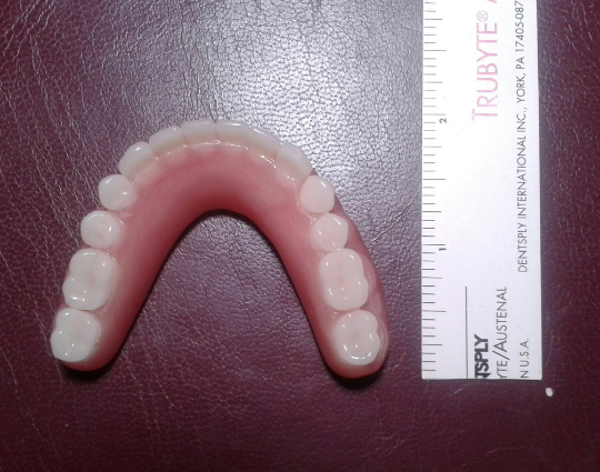 Lower denture acrylic, large, false teeth