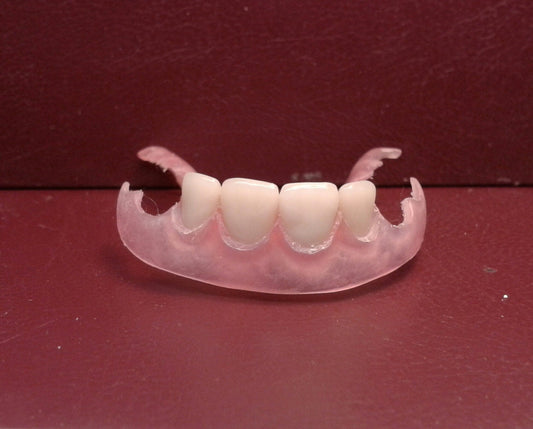 zfull ultra thin upper denture and lower flexible partial, wax try-in, horseshoe palate, premium A2 shade, both impressions, shipping (x2)