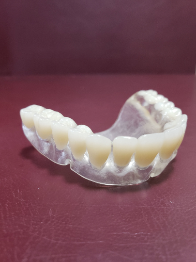 zupper clear ultra thin denture, lower clear flexible partial, horseshoe palate, wax tryin, premium A1 shade,  shipping 2x