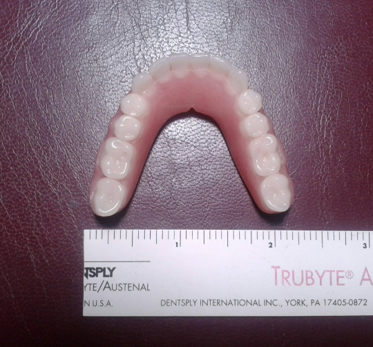 Lower denture acrylic, small, false teeth