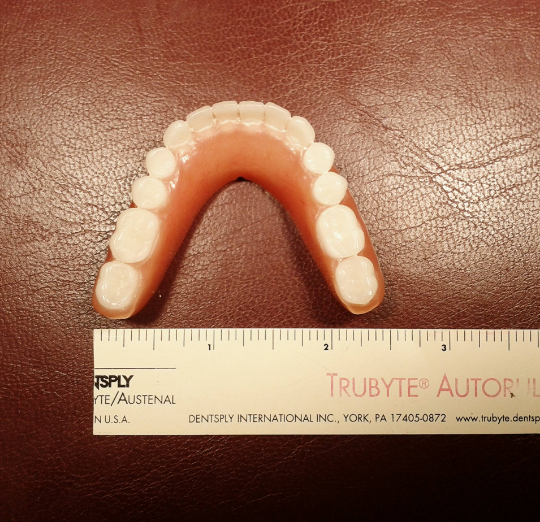 Lower denture acrylic, medium, bleach, false teeth