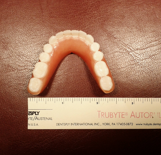 Lower denture acrylic, medium, bleach, false teeth