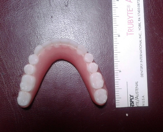 Lower denture acrylic, large, bleach, false teeth